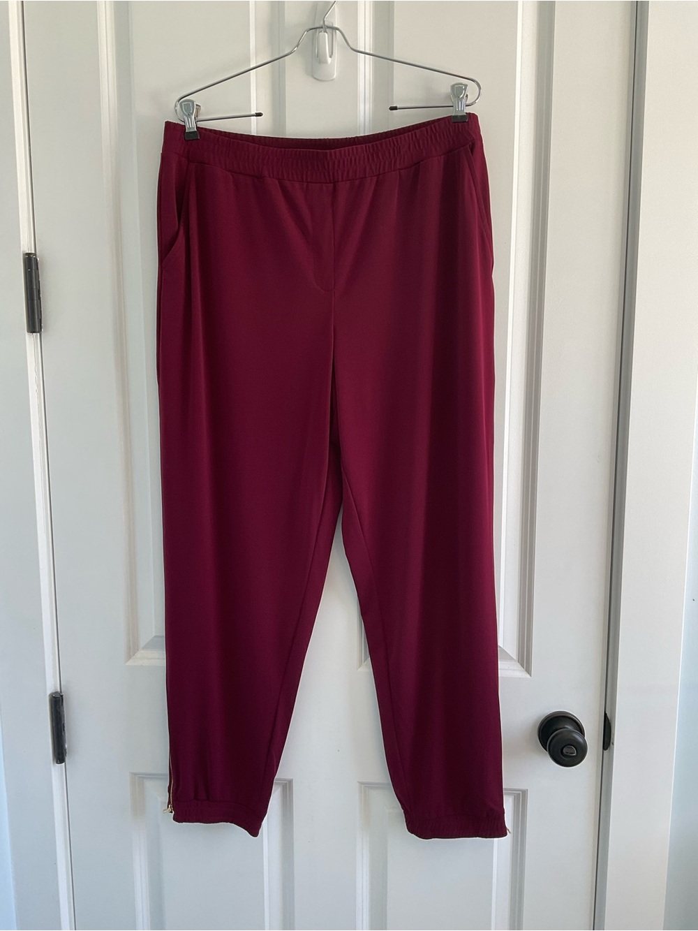 Susan Graver Burgundy Athleisure Pull-On Jogger Pants